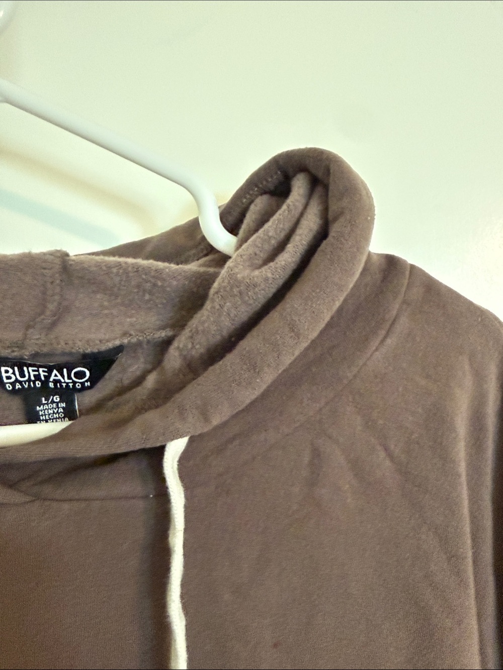 Buffalo David Bitton Men's Brown Pullover Hoodie with Contrast Drawstrings - Picture 4 of 6
